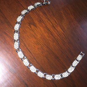 Silver plated Rhinestone chain bracelet vintage